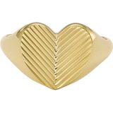FOSSIL Harlow Linear Texture Heart JF046557109 zegelring voor dames, roestvrij staal, goudkleurig, Roestvrij staal, Geen edelsteen