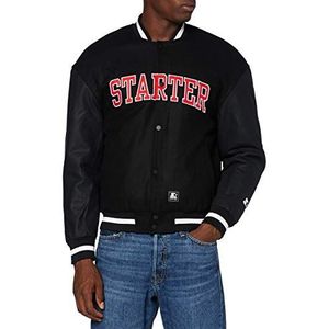 Starter Black Label Heren Team Jacket, Mannen College Jacket in 3 verschillende kleuren, maat S tot XXL, zwart, XXL