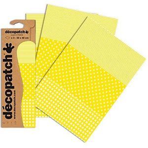 Decopatch papier nr. 545 (geel puntruit wit, 395 x 298 mm) 3-pack
