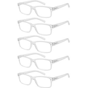Eyekepper Mannen Vintage Lezen Brillen - 5 Stuks Leesbrillen voor Heren Dames - Transparant Lijst +0.75