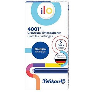 Pelikan 4001 ilo inktcartridge met grote capaciteit, schrijfkleur blauw, koningsblauw, inkt voor vulpen, 5 patronen