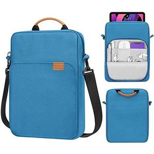 MoKo 9-11 Inch Tablet Sleeve Bag Handle Carrying Case with Shoulder Strap Fits New 11-inch iPad Pro M4/iPad Air M2, iPad 10th 10.9, iPad 9/8/7th 10.2, iPad Air 5/4th 10.9, Tab S8/S9 11, Peacock Blue