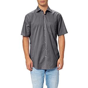 Seidensticker Heren business overhemd - Regular Fit - strijkvrij - Kent kraag - korte mouwen - 100% katoen, grijs (67), 38