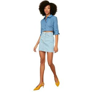 Trendyol Dames Blue Basic Mini Denim Skirt, 34