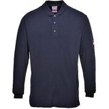Portwest Vlamvertragende Antistatische lange mouw Polo Shirt Size: 4XL, Colour: Marine, FR10NAR4XL