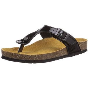 Jana 27111 Dames T-spangen Sandalen, Zwart zwart patent, 36 EU Breed
