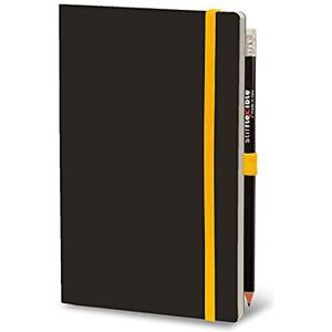 Stifflex Premium klassiek notitieboekB Blanco/BASIC - zwart/met potlood met elastiek / 19 x 25 cm/XL/klassiek notitieboek dagboek dagboek, dagelijks notitieblok/hardcover