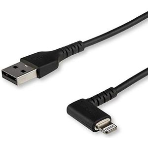 StarTech.com Premium USB-A naar Lightning Kabel 1m Zwart - Robuuste 90° haakse USB Type A naar Lightning Charge & Sync Oplaadkabel met Aramide Vezels - Apple MFi Cert. - iPhone (RUSBLTMM1MBR)