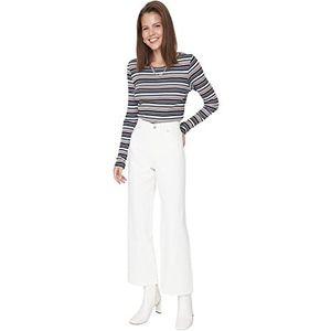 Trendyol Dames ontwerp jeans met hoge taille, White, 64