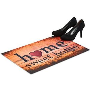 Relaxdays deurmat Home Sweet Home, antislip, 60x40 cm, binnen & buiten, weerbestendige schoonloopmat, voetmat, kleurrijk