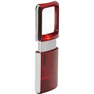 Wedo 2717502 vergrootglas hoekig (met LED-verlichting inclusief batterijen, doorschijnend) rood