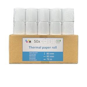 50 rollen thermisch papier voor kassa, kassabon, kassabon, standaard navulling, rol 80 x 80 x 12 mm, thermisch papier, 50 g, spoel voor kassa, printer weegschaal UGR03TH