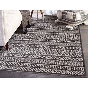 mynes Home Laagpolig tapijt grijs wit / 120x170 cm/onderhoudsvriendelijke vintage tapijten/ideaal als vloerkleed voor de woonkamer/met katoenen rug