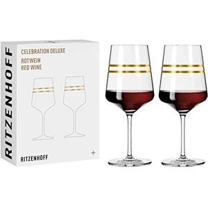 Ritzenhoff 6141001 rodewijnglas, 540 ml, serie Celebration Deluxe set nr. 1, 2 stuks met echt goud, Made in Germany