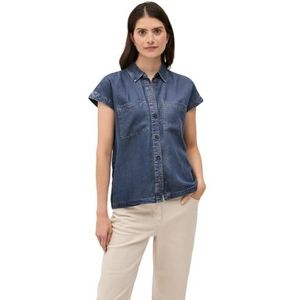 Cecil Dames 3411858 Lyocell Blouse, Mid Blue Wash, L, Mid Blue Wash, L