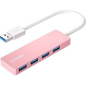 BYEASY USB-hub, USB-splitter voor laptop, USB 3.0-hub, multi-USB-poortuitbreider, snelle gegevensoverdracht 4-poorts USB-hub compatibel met Windows-pc, Mac, printer, mobiele harde schijf