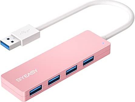BYEASY USB-hub, USB-splitter voor laptop, USB 3.0-hub, multi-USB-poortuitbreider, snelle gegevensoverdracht 4-poorts USB-hub compatibel met Windows-pc, Mac, printer, mobiele harde schijf