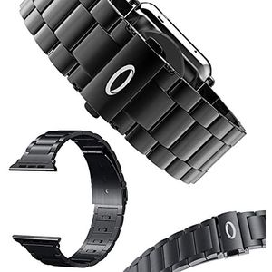 Trop Saint® Armband compatibel met Apple Watch (44/42 mm) - verstelbare roestvrijstalen horlogeband - zwart - stalen bandadapter, armband voor 1/2/3/4/5/6/ SE - Edition/Sport