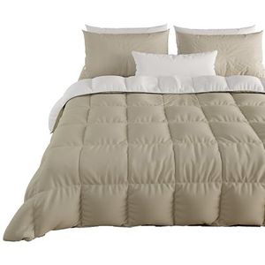 PETTI Artigiani Italiani - Winterdekbed voor tweepersoonsbed, effen, tweezijdig, wit, taupe, 100% Made in Italy