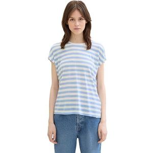 TOM TAILOR Denim T-shirt voor dames, 35332 - Mid Blue White Stripe, XXL
