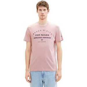 TOM TAILOR Heren 1036418 T-shirt, 32035-Pink Streaky Melange, L, 32035 - Pink Streaky Melange, L