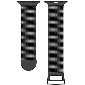 FVKOOG Space Grey Roestvrijstalen metalen reservebanden, compatibel met Apple Watch Bands 45 mm, 44 mm, 42 mm, lus, magnetische mesh-armband, L