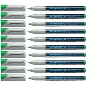 Schneider Maxx 221 S universele marker (niet-permanent, vochtig afwasbaar, 0,4 mm) 10 stuks groen