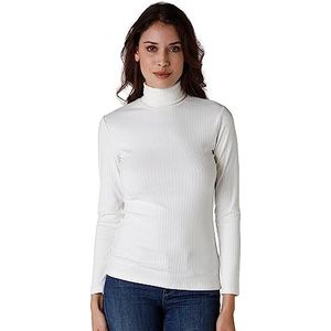 LOVABLE Met hoge kraag Light Rib shirt met lange mouwen voor dames, Witte zijde, XL