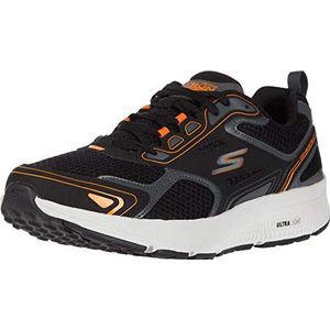 Skechers Heren GOrun Consistent-Athletic Workout Running Wandelschoen Sneaker met Luchtgekoeld Schuim, Zwart/Oranje, 46.5 EU