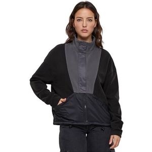 Urban Classics Damesjas Ladies Polarfleece Track Jacket black/darkshadow L, zwart/donkerschaduw, L