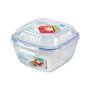 Lock and Lock vierkante opslagcontainer, 1,2 l, transparant/blauw, plastic, kleurloos, 14,8 x 10,8 x 14,8 cm