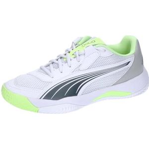 PUMA Nova Court tennisschoen unisex, Puma Wit Lichtgevend Blauw Bruisend Appel Schaduw Grijs, 40 EU