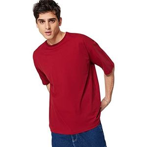 Trendyol Man Basics Oversize Basic Crew Neck Knit T-shirt, bordeauxrood, M, Bordeaux, M