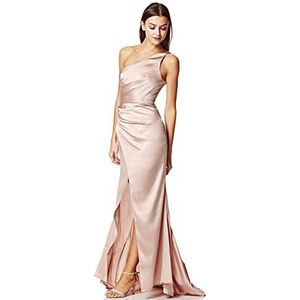 Lisa One Shoulder Maxi Dress with Pleat Detail, Slinky Nude, EU 40