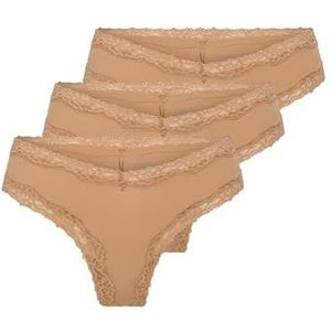 Only Dames Onltracy V Cut Lace Cheeky Letter 3Pk Acc, Tawny Birch, l (3-pack), Tawny Birch, L