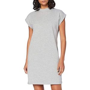 Build your Brand Dames Turtle Extended Shoulder Dress, damesjurk van katoen met overgesneden schouders in vele kleuren verkrijgbaar, maat XS-5XL, Heather Grey, 3XL