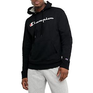 Champion Grafisch Powerblend Fleece Capuchon Sweatshirt voor heren, Zwart/Kampioen Script, XL