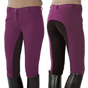 Pfiff 101197 Rijbroek voor kinderen, volledig beklede rijbroek fuchsia/bruin, maat 170