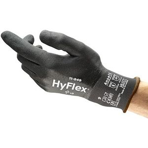 Ansell Hyflex 11-849 Slijsten Resistent Professionele Werkhandschoenen, Multi-Use Bescherming, Mechanica, Hantering, Montage, Wasbare Veiligheidshandschoenen, Zwart, Maat XL (12 Paar)