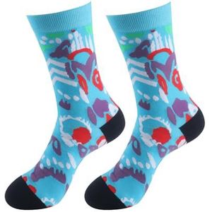 LILY MAJA 2 paar, uniseks katoenen sneaker sportsokken kalf sokken, kleurrijke casual sokken met patroon (model S298, EU40-44), Baby Blue., 40-44 EU