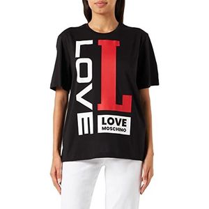 Love Moschino Dames Oversize fit Short-Sleeved T-shirt, Zwart, 38, zwart, 38