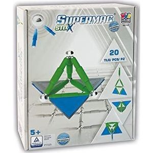 Supermag magnetisch speelgoed Stix staal groen/blauw 20-delig