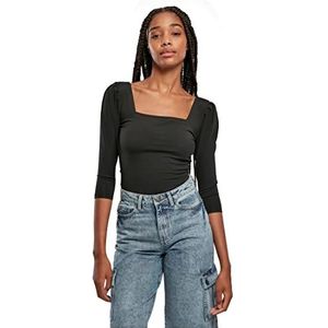 Urban Classics Ladies Gerecycled bodysuit met 3/4 mouwen, 3/4 stuks, stretch jersey voor vrouwen, slim fit, verkrijgbaar in zwart, maten XS-5XL, zwart, XL