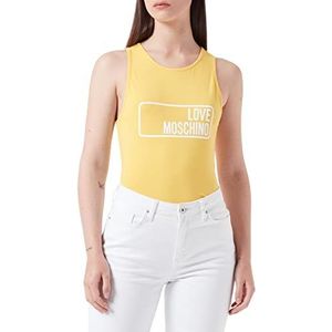 Love Moschino Dames stretch katoenen jersey met Institutional Logo Print T-shirt, geel, 40 NL