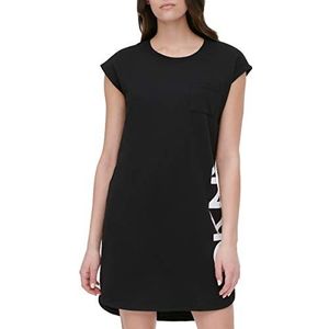 DKNY Dames Cap Sleeve Logo T-Shirt Casual Dress, Blk - Zwart, S
