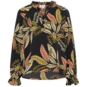 IKITA dames blouseshirt, Zwart meerkleurig., XL