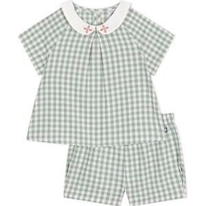 Petit Bateau 2-delige set voor babymeisjes, Groen/Wit, 6 Maanden