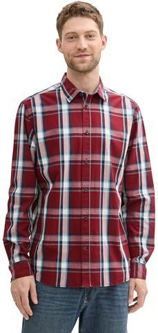 TOM TAILOR - Overhemd - Lichtblauw - Geruit - Lange Mouw