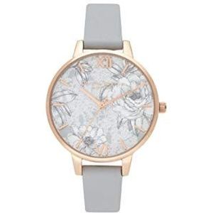 Olivia Burton dames analoog kwarts horloge met lederen armband OB16TZ01