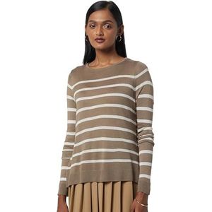 VERO MODA Dames VMNOVA LS O-Hals GA NOOS Trui, Brown Lentil/Stripes: Birch, M, Brown Lentil/Stripes:birch, M